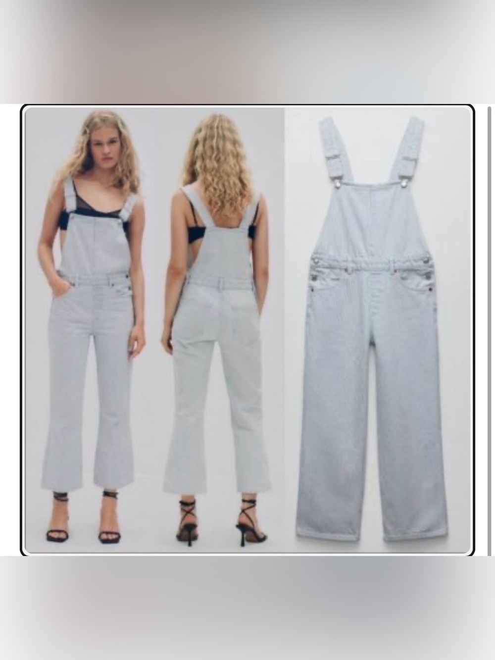 Zara Pin Striped overalls light blue ankle length Small